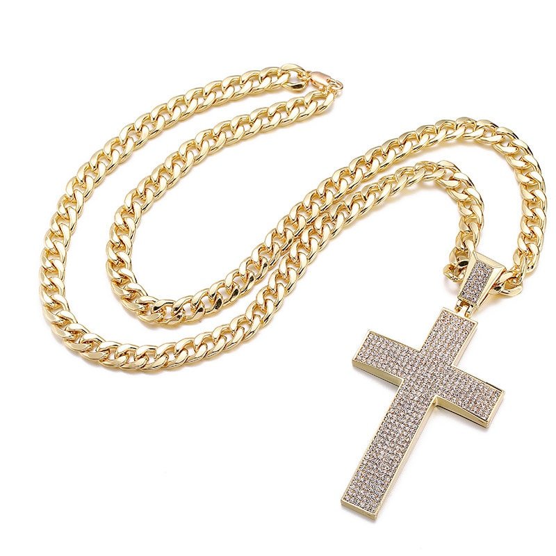 Homme Acier Inoxydable Argent or Diamond Iced Out Bling Pendentif Croix P106 